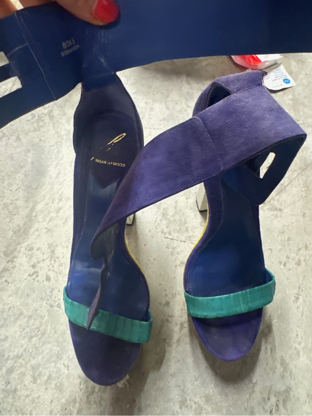 Brian Atwood Suede Heels - Blue Teal Colorful Size 8